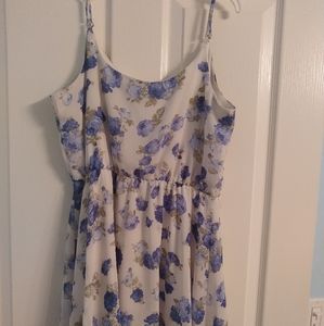 Forever 21 White and Blue Floral Dress